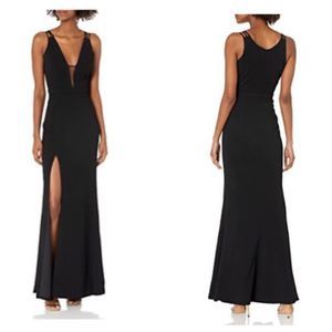 Dress the Population Lana Plunging Long Mermaid Gown Maxi Dress Size Large